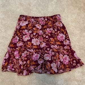 LOFT Small Red/Pink/Orange Ruffled A-line Skirt